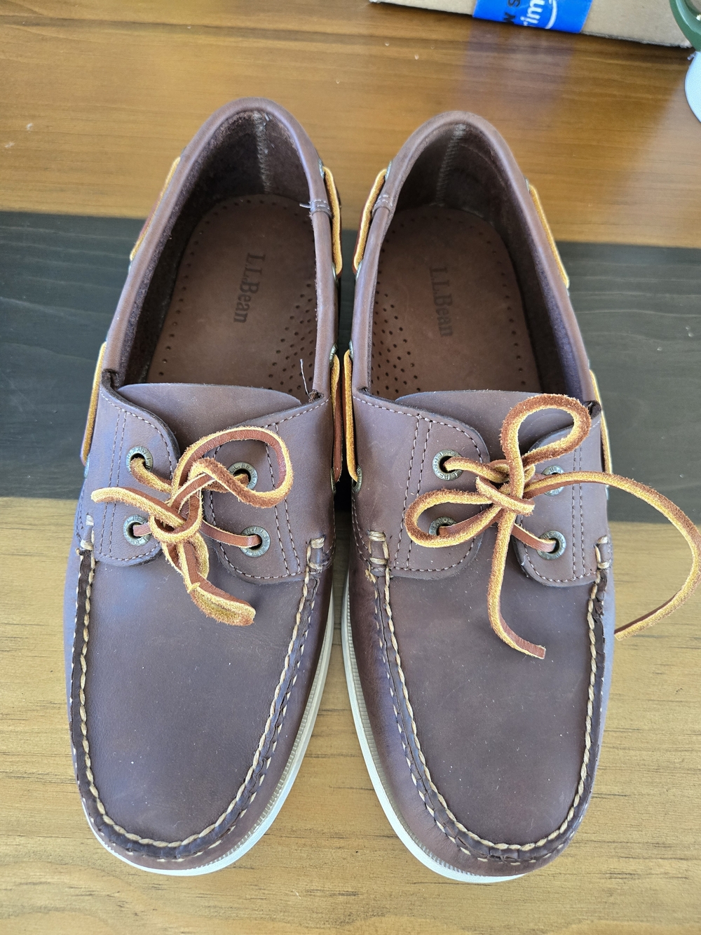 L.L.Bean Men's Casco Bay Boat brown leather moccasin Men's 10.5D